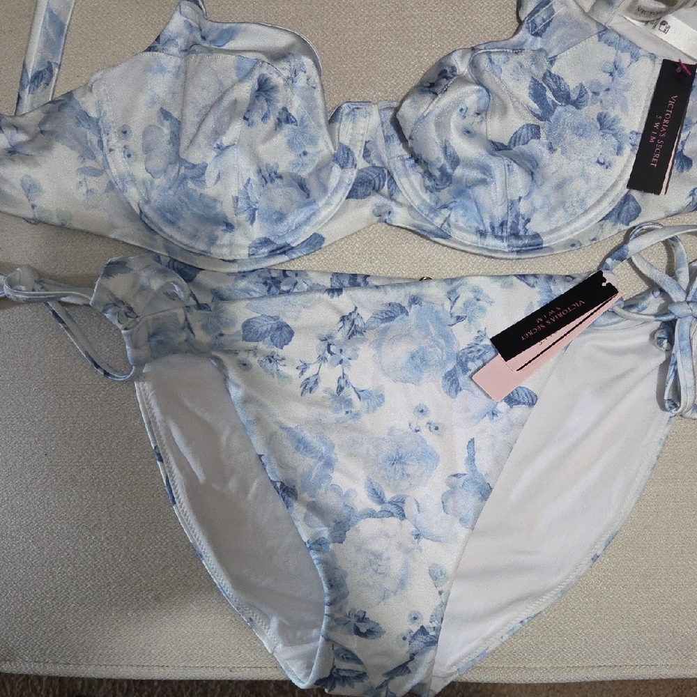 Floral Blue Victoria Secret Women's Swim Suit